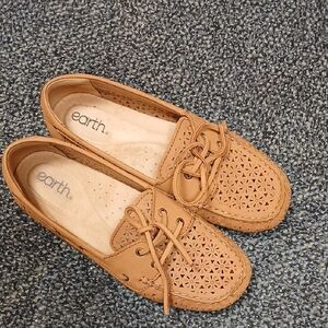 Earth Women's Perforated Brown Loafers